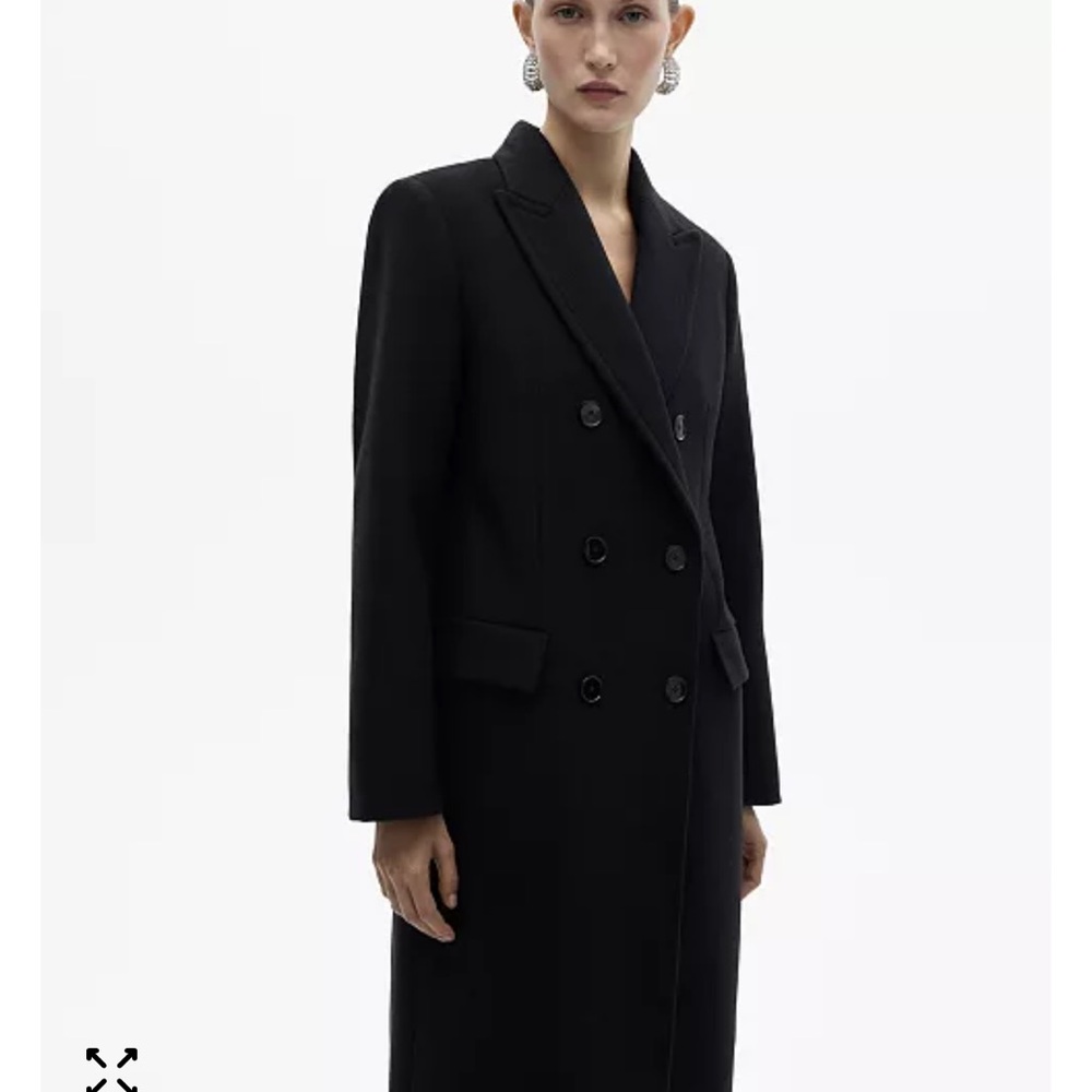 Mango Selection Double-Breasted Long Black Coat - image 4
